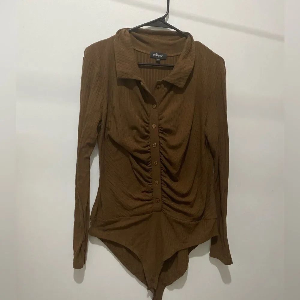 Eclipse brown rushed body suit